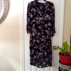Jones NY Tie Waist Floral Shirt Dress